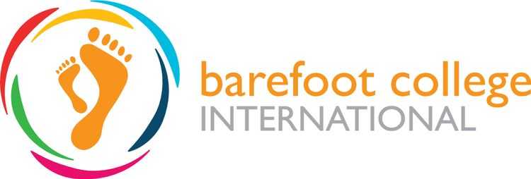 Barefoot College International's nonprofit logo design includes a footprint and an array of vibrant colors.