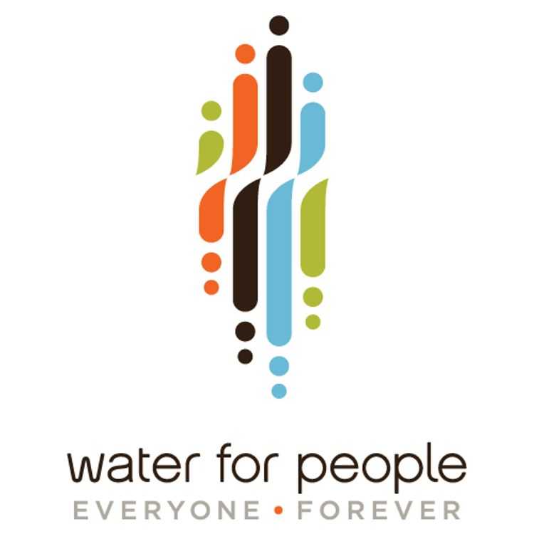 Water for People's nonprofit logo highlights its mission with a graphic of people in the shape of water droplets.