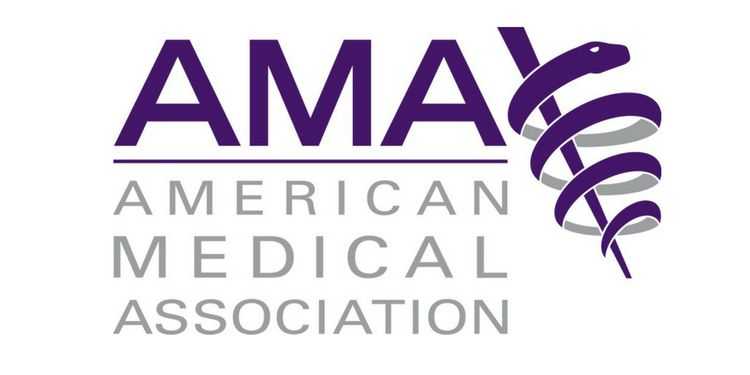 The American Medical Association's nonprofit logo features the organization's acronym and full name in large letters.
