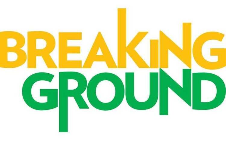 Breaking Ground's nonprofit logo features the organization's name in eye-catching yellow and green typography.