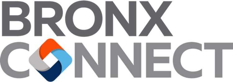 Bronx Connect includes its name in large, gray font with a touch of its brand colors in its nonprofit logo design.