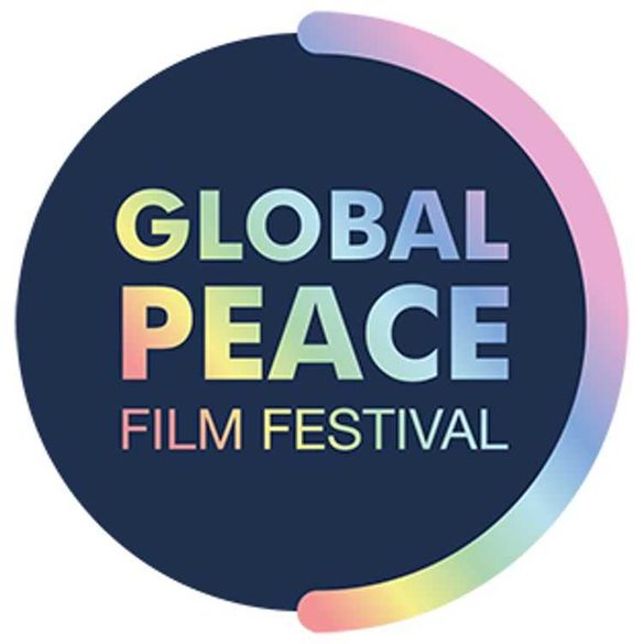 Global Peace Film Festival's nonprofit logo is its name in bold lettering with a rainbow gradient.