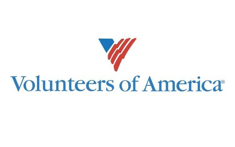 Volunteers' of America's nonprofit logo includes the American flag in the shape of a V.