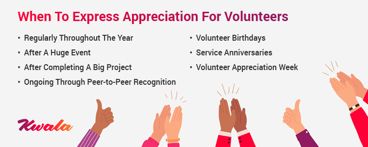 Follow these guidelines to determine when you should use volunteer recognition ideas.